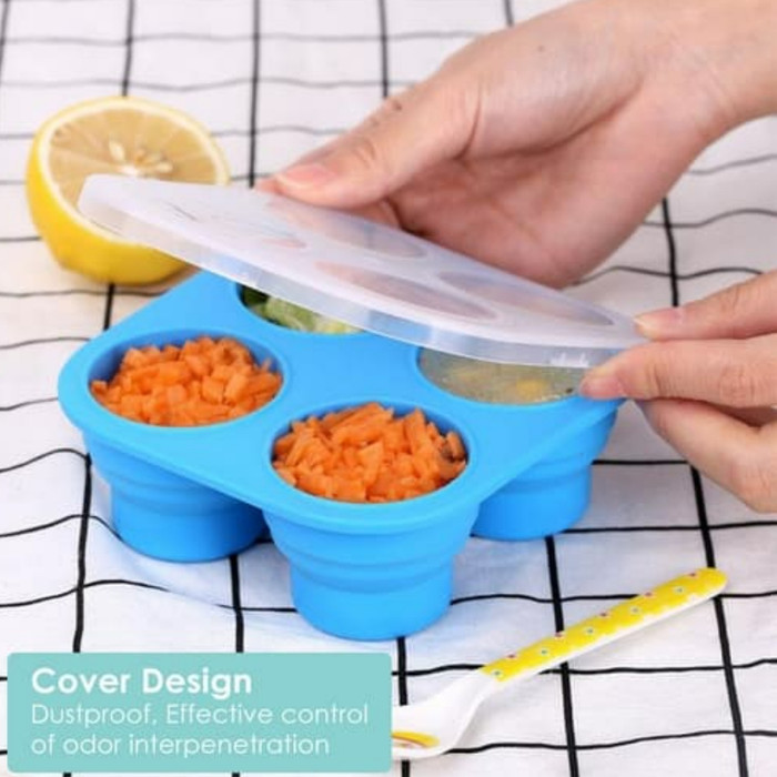 BABYQLO Foldable Silicone Freezer Cups Baby Food Container