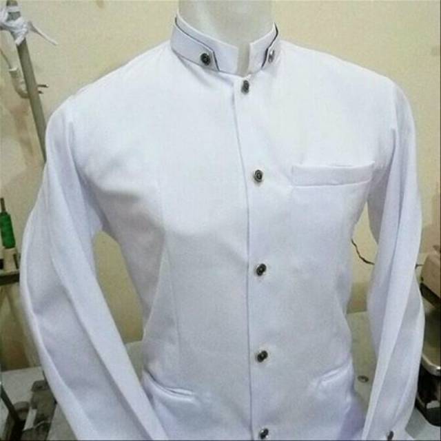 Jasko putih polos ukuran dewasa S  M  L  XL / jasko modern / koko pria / bahan katun hightwist
