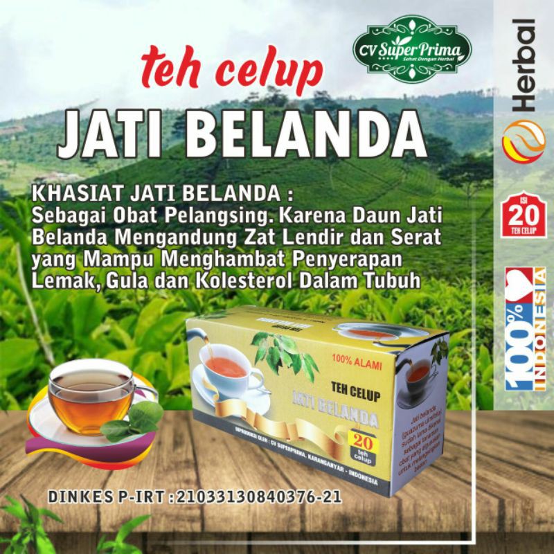 TEH CELUP  HERBAL  ALAMI JATI BELANDA ATASI KOLESTROL/PENURUN BERAT BADAN/PELANGSING/PELUNTUR LEMAK ISI 20 KANTONG