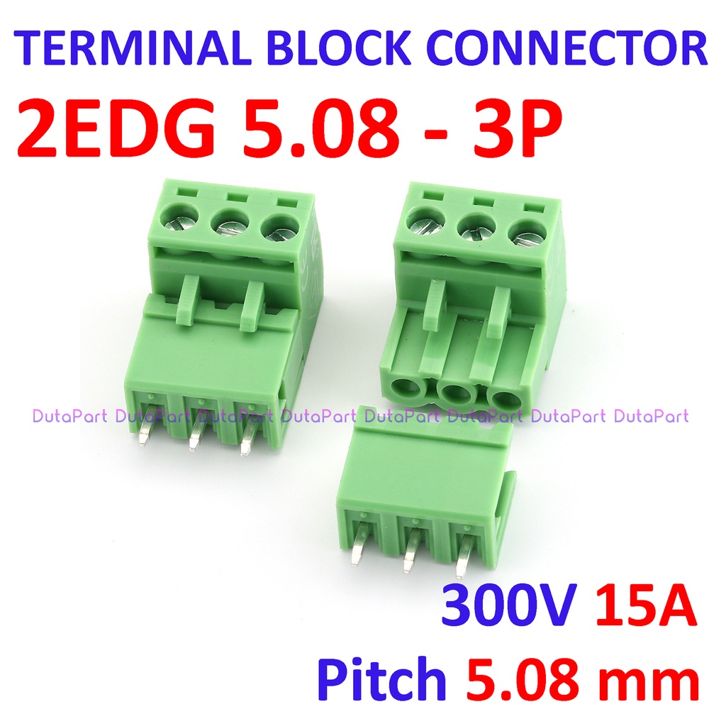 2EDG 5.08 3P 3 Pin Lurus Terminal Block Connector 5.08mm Male Female