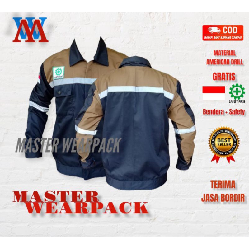 Wearpack Atasan/Kemeja safety/Baju safety warna HITAM COKLAT