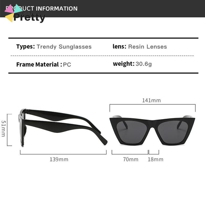 Kacamata Hitam Wanita Model Retro Kotak Tepi Lebar Ringan - PD