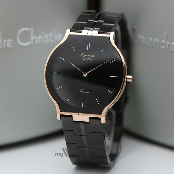 Jam Tangan Pria Alexandre Christie AC 8603 Original Black Rosegold