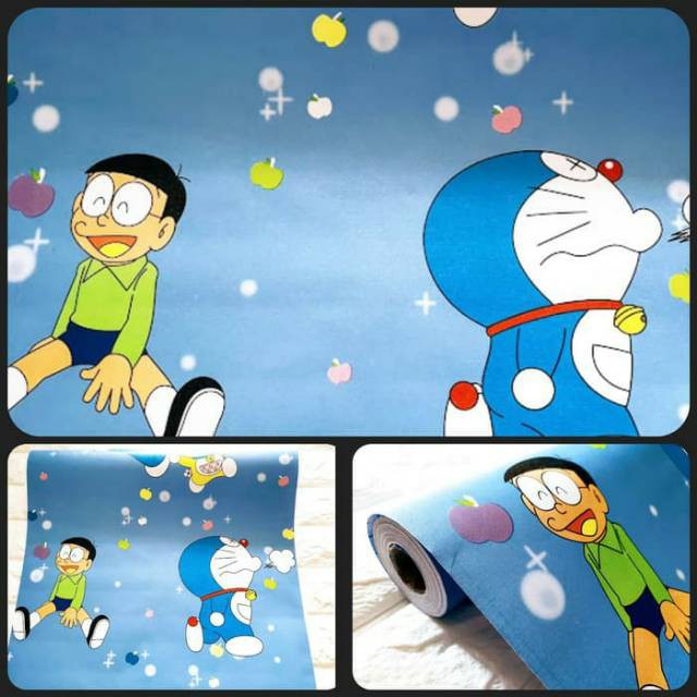 WALLPAPER STIKER DINDING MOTIF DORAEMON NOBITA NEW