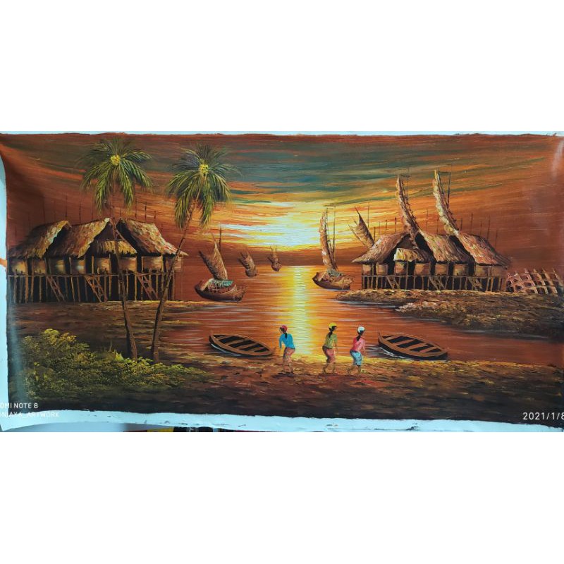 lukisan pemandangan pantai