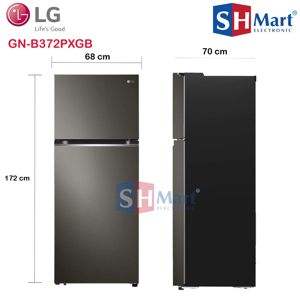 KULKAS LG 2 PINTU SMART INVERTER GN-B372PXGB KAPASITAS 375 LITER WITH DOOR COOLING GARANSI RESMI