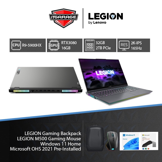 Lenovo Legion 7 16ACHG6-FHID|R9-5900HX/32G/2TB/RTX3080-16G