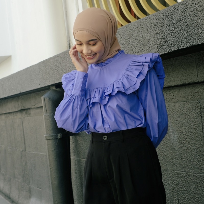 BEFAST - ZRX OOTD Blouse NIGURA / ROSIE BLOUSE / Blouse Polos Crincle Wanita / Pakaian Wanita Remaja ABG / Blouse Lengan Panjang / Outift Wanita Hijab / Blouse Casual / Fashion Wanita Modis / Blouse Model terbaru