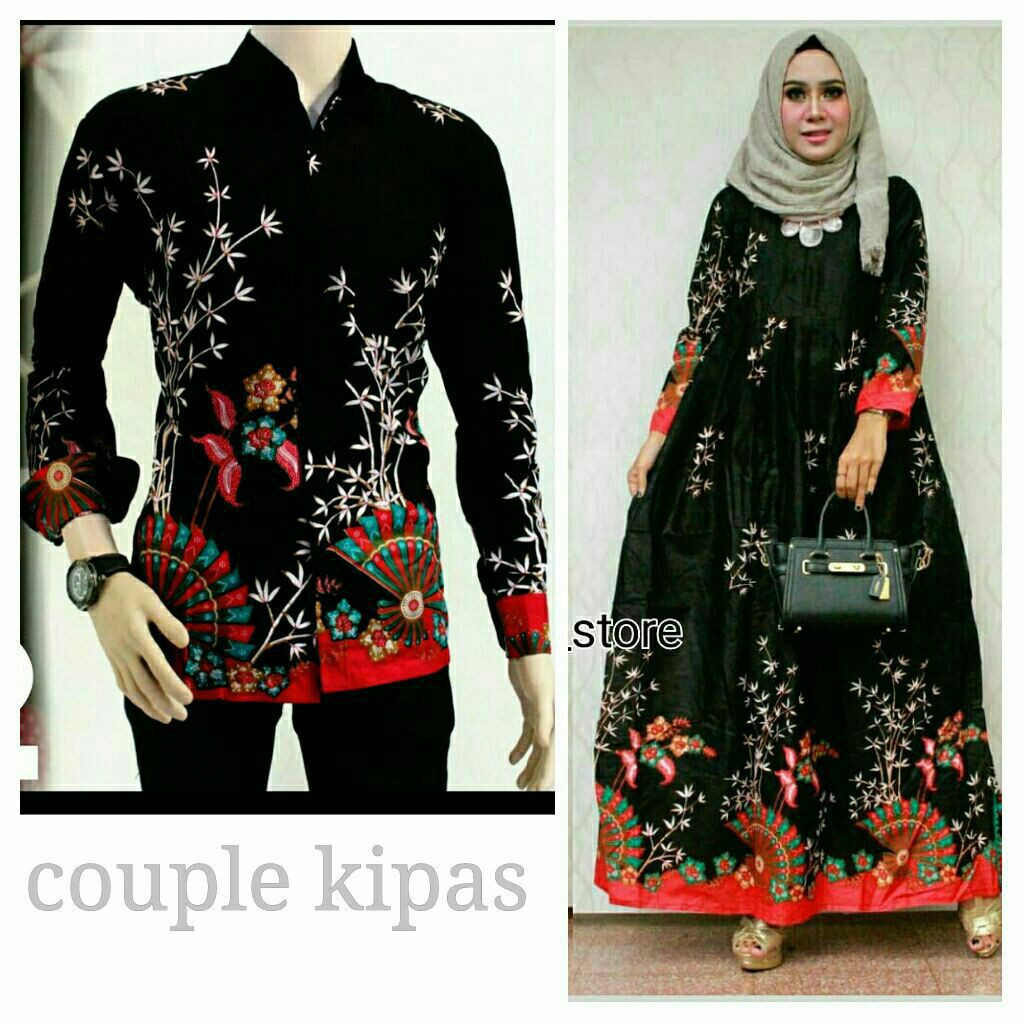 CP013 baju couple KEMEJA  GAMIS batik grosir seragam pasangan keluarga