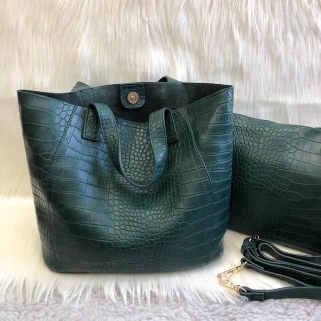 Tas Croco bag in bag / croco tote bag / tas fashion korea cabas croco free pouch / tas croco 2 in 1