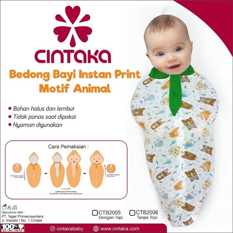 Bedong Bayi Tanpa Topi Cintaka