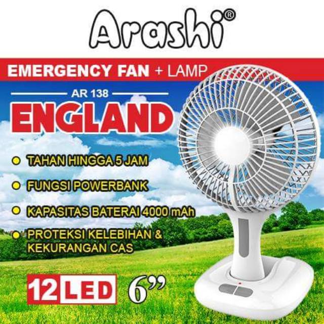 Arashi ENGLAND Kipas Angin Meja 6 inci AR 138 Portable Arashi ENGLAND Kipas Angin Meja 6 inci AR 138 Portable