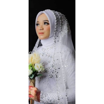 feil/ krudung/ sleyer mutiara untuk pengantin