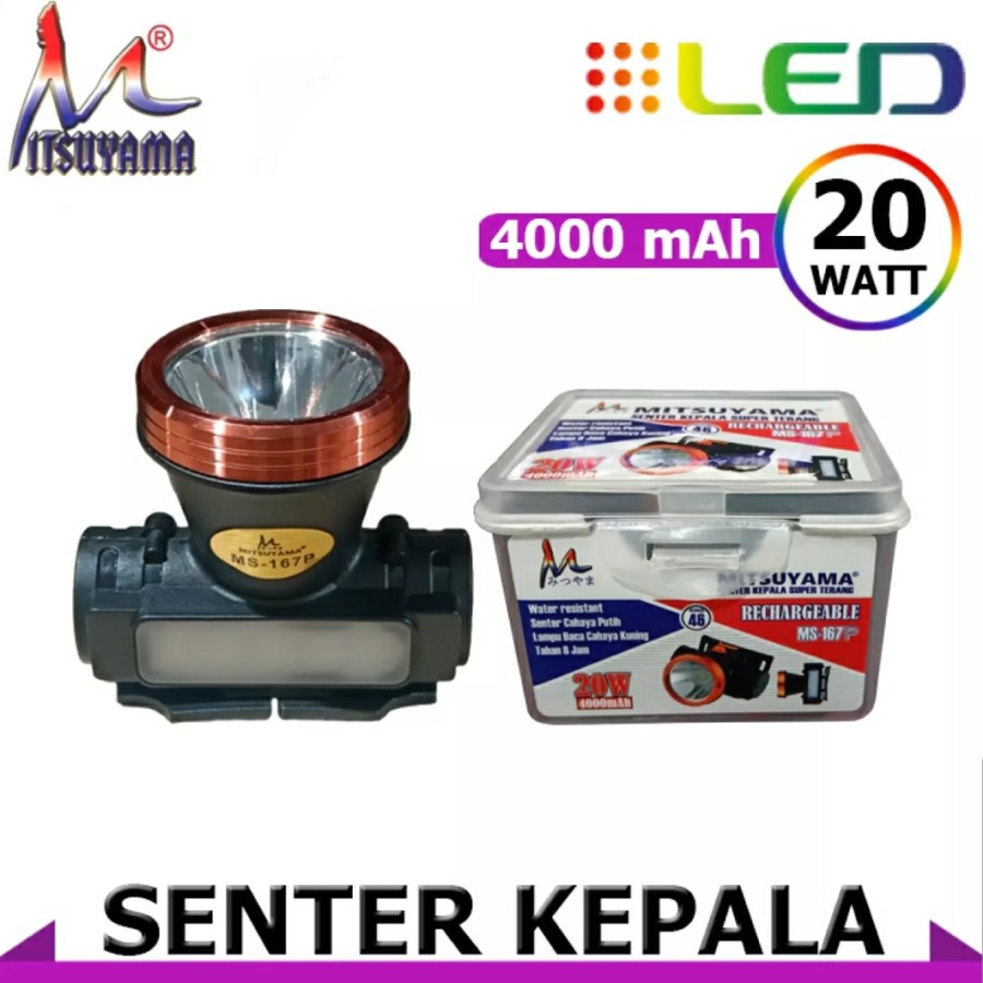 COD SENTER KEPALA Headlamp Mitsuyama MS - 167P Rechargeable / Senter Kepala LED 20W