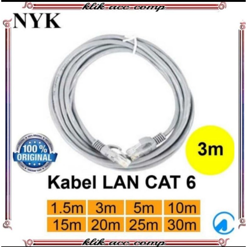 Kabel lan cat 6e 3 meter Internet Jaringan Cat6 UTP 3 meter