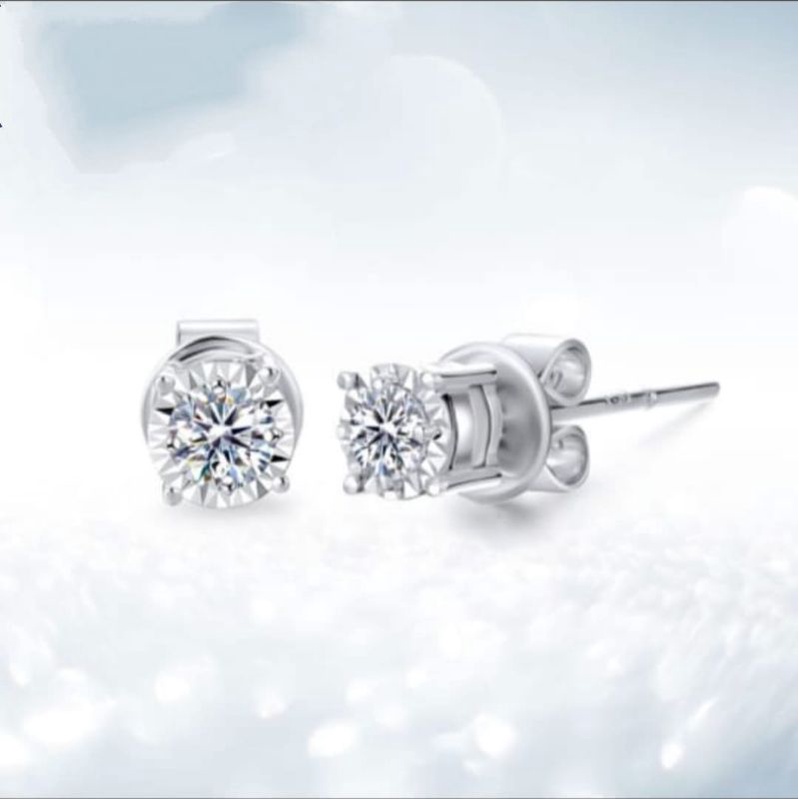 Earring Studs Solitaire Diamond Gold Anting Giwang Berlian Emas