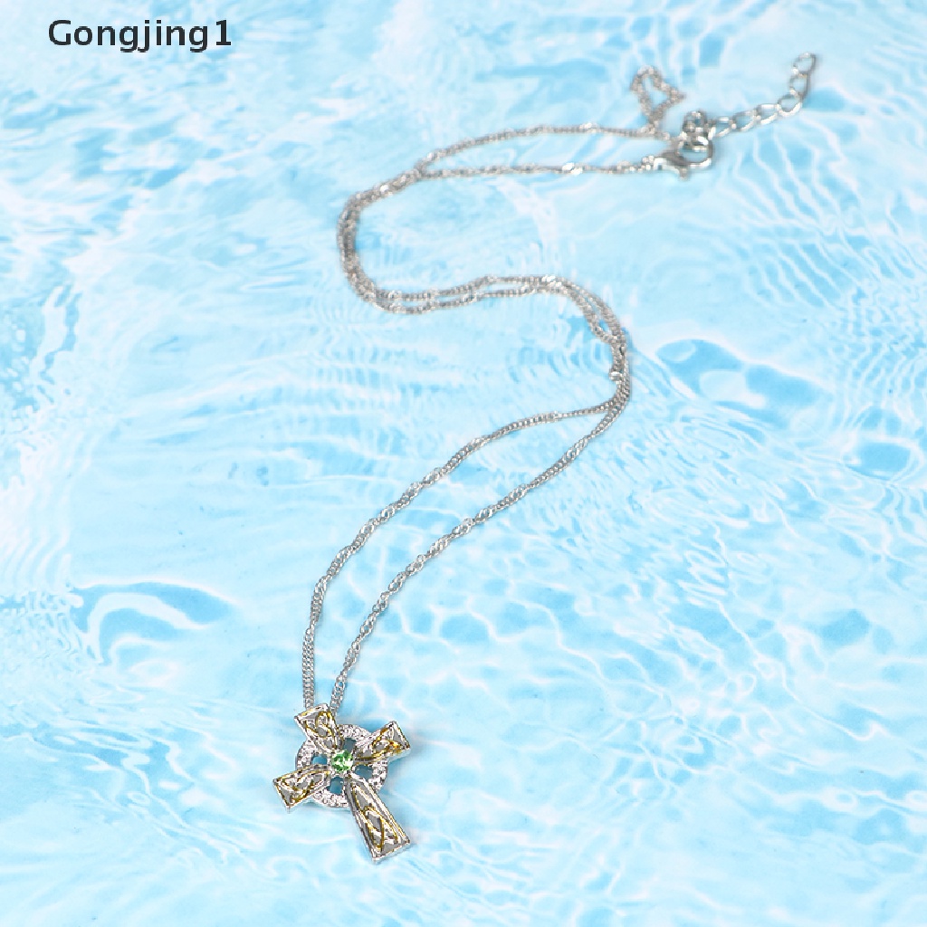 Gongjing1 Kalung Rantai Liontin Salib Yesus Aksen Kristal Transparan Untuk Umat Kristen