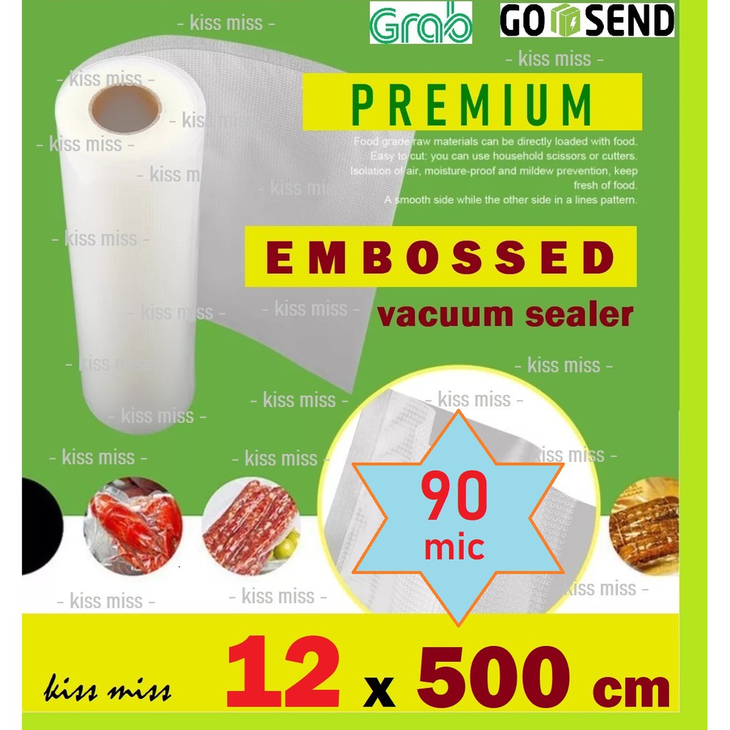 Plastik Vacuum Roll Embossed / 12x500cm / Vakum Sealer / Vacum / Refill / Plastik Makanan / Vakum