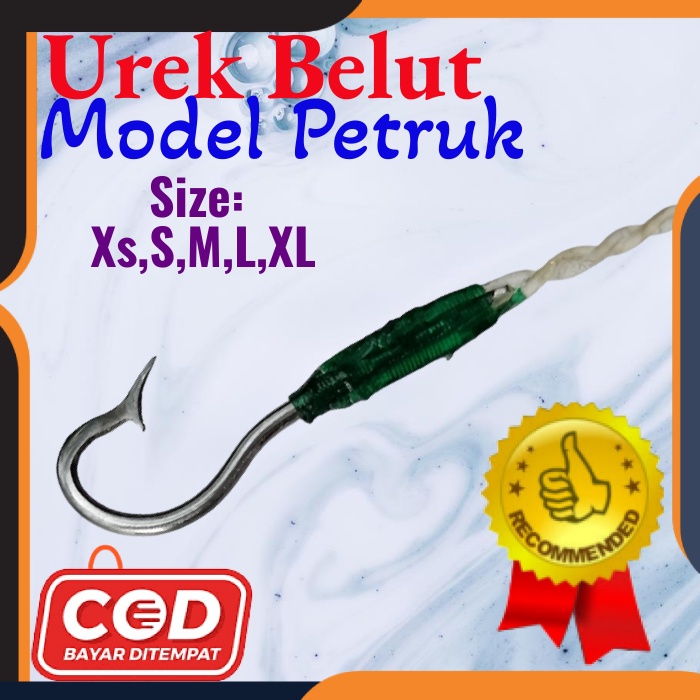 Pancing Belut Sawah Kail Urek Belut Model PETRUK ukuran (XS,S,M,L,XL) bahan baja putih tali senar ni