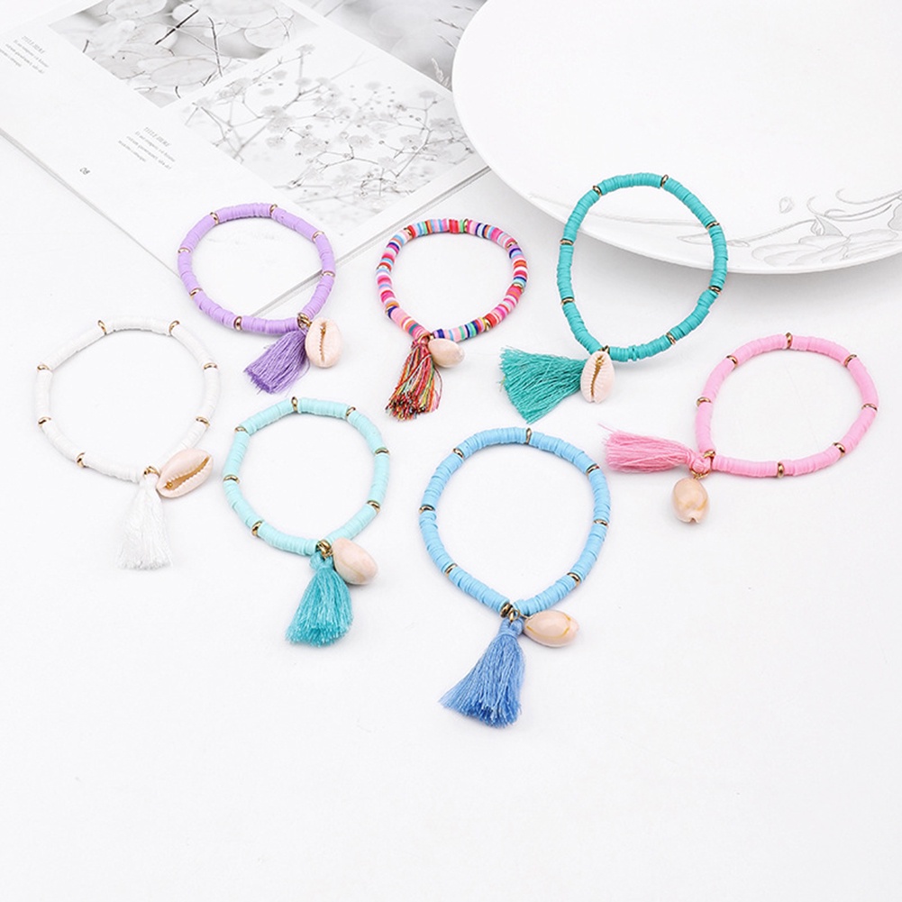 Hu Hu Hu Hu Hu Alat Bantu Pasang Kacamata♡ Gelang Tali Persahabatan Wanita Bandul Desain Kerangrumbai Gaya Bohemian Menarik Untuk Hadiah