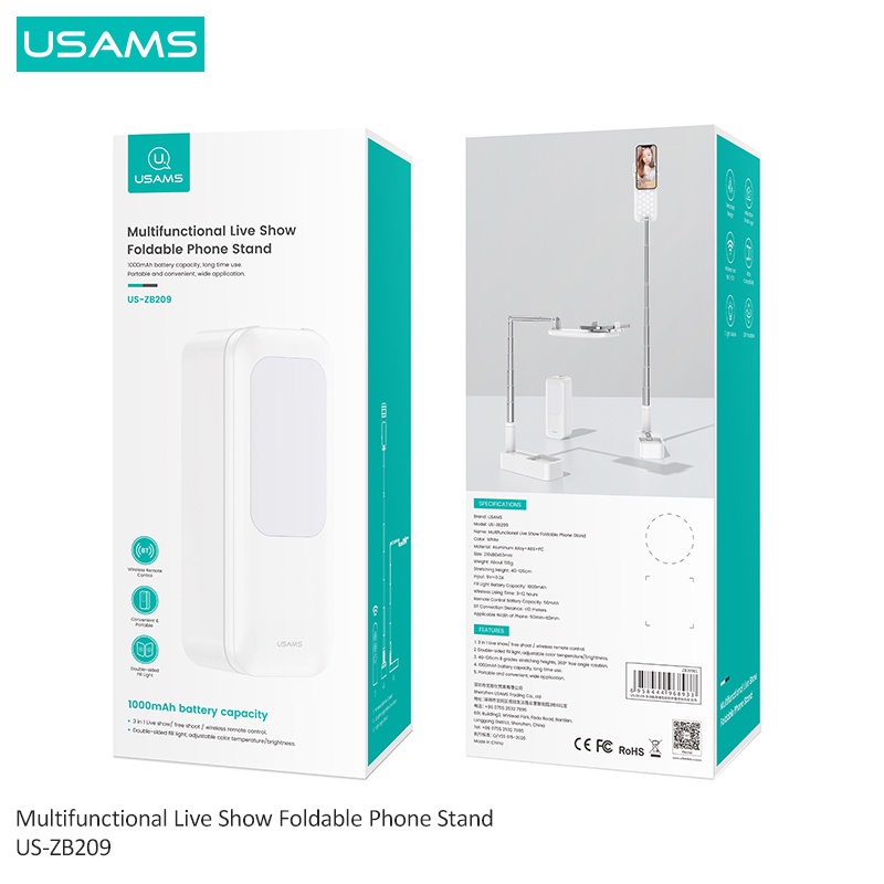 USAMS ZB209 Multifunctional Live Show Foldable Phone Stand  kuat dipakai selama 3-12 jam