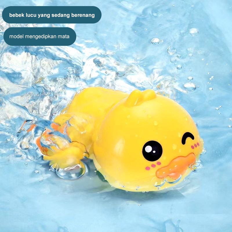 Mocababy Mainan Mandi Anak Bayi Bentuk Karakter Hewan Kecil Dapat Berenang Mainan Mandi Anak Bayi Bentuk dalfin / bath toy bayi / Mainan mandi bayi Jarum Jam-Bebek Kuning