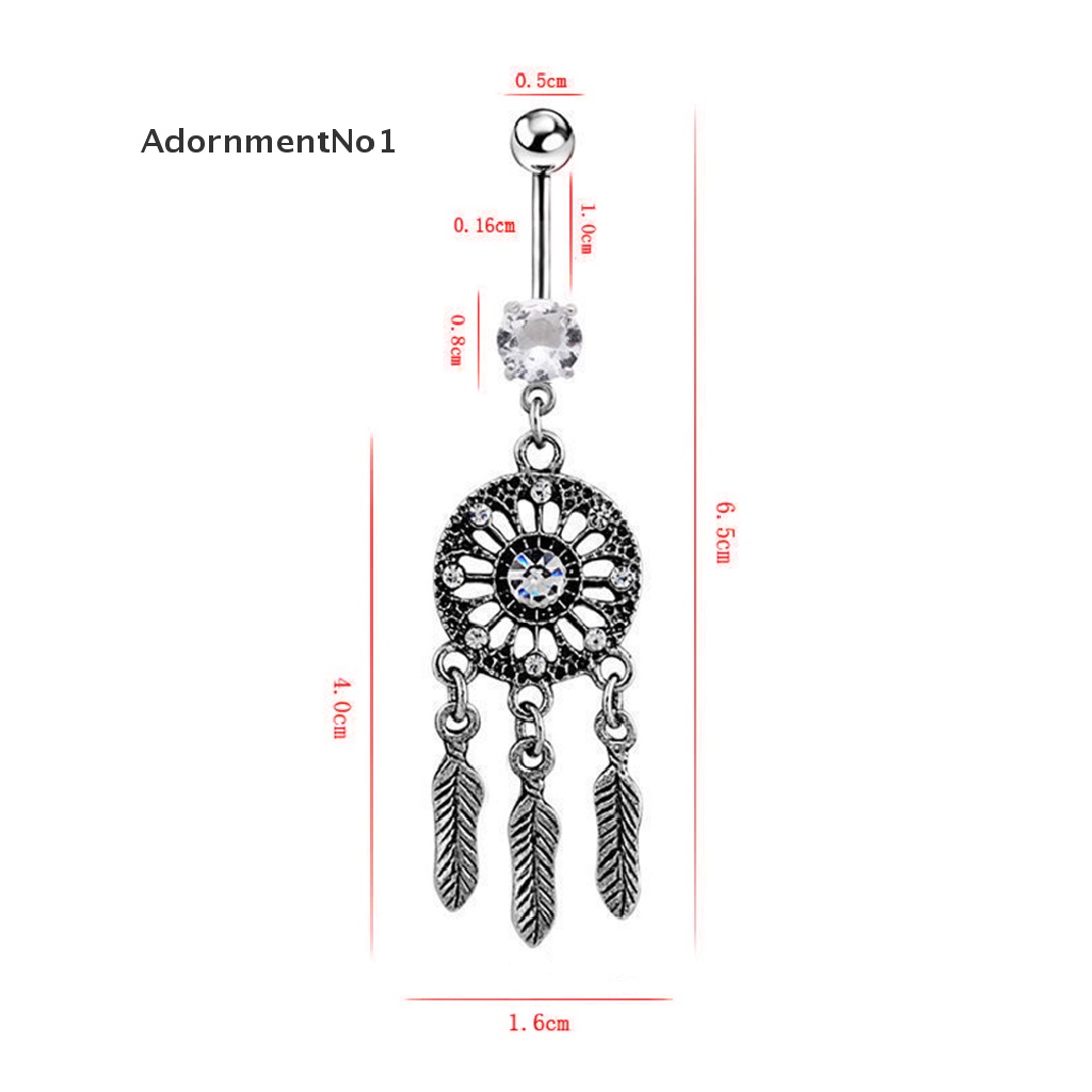 (AdornmentNo1) Cincin Tindik Pusar / Tubuh Desain Dream Catcher Hias Kristal / Berlian Imitasi Untuk Wanita