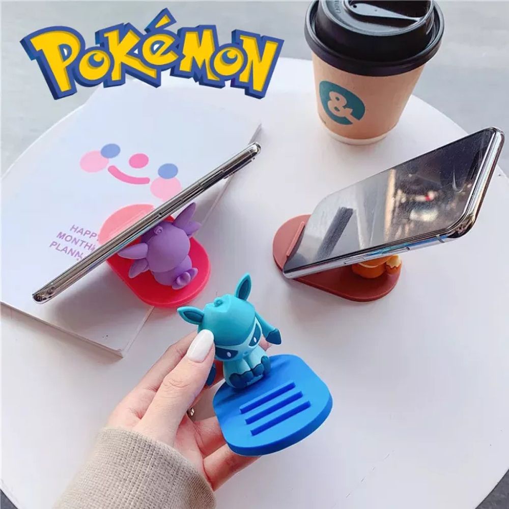 LANFY Desktop Decoration Pikachu Phone Stand Jolteon Mobile Phone Holders Pokemon Phone Holders Anime Action Figures Mobile Phone Accessories Pokemon Toy Model Decor Vaporeon Eevee Family Mobile Phone Bracket