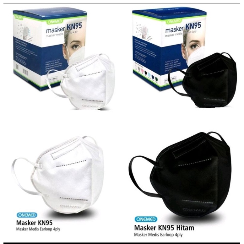 Original Masker KN95 Onemed Masker Medis 4Ply PUTIH/HITAM/CREAM/HIJAU TUA Exp Baru