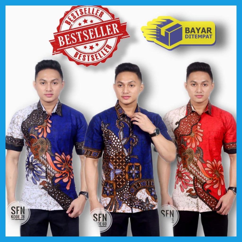 KEMEJA BATIK PRIA LENGAN PENDEK TERBARU KEKINIAN KEREN TRENDY TERBARU MOTIF WAYANG  MURAH