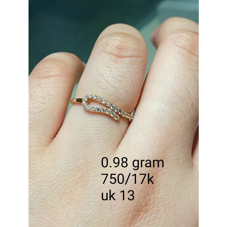 Cincin Emas Fashion Zircon Kadar 75% 0.98 Gram Size 13