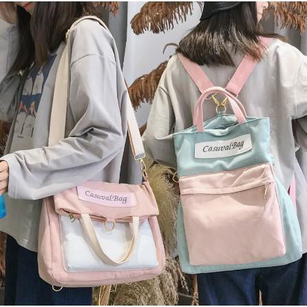 [BISA COD] TOTEBEG 2in1 BACKPACK / TAS RANSEL SELEMANG BIRU PINK