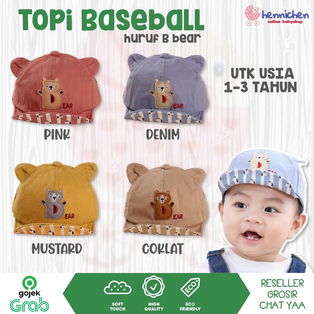 TOPI ANAK TOPI BASEBALL HURUF B BEAR IMPORT FASHION ANAK