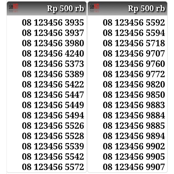 nomor cantik simpati / telkomse pilihan 08123456xxx