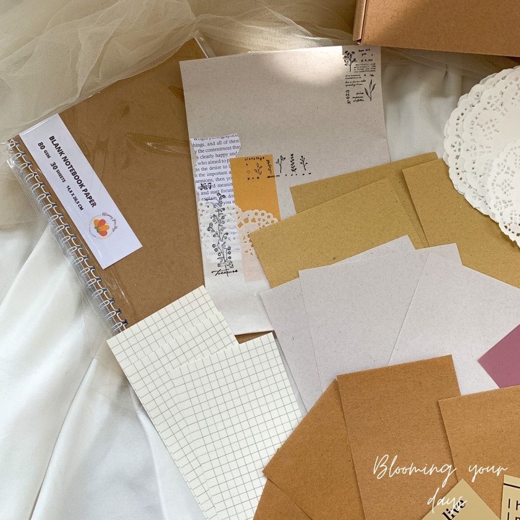 Bloomingyourdays Gift Box Jurnal Kit Vintage Retro Classic ( Bujo Kit Vintage ) Jurnal Kit Journaling Hampers Kado ulang tahun natal lebaran-5