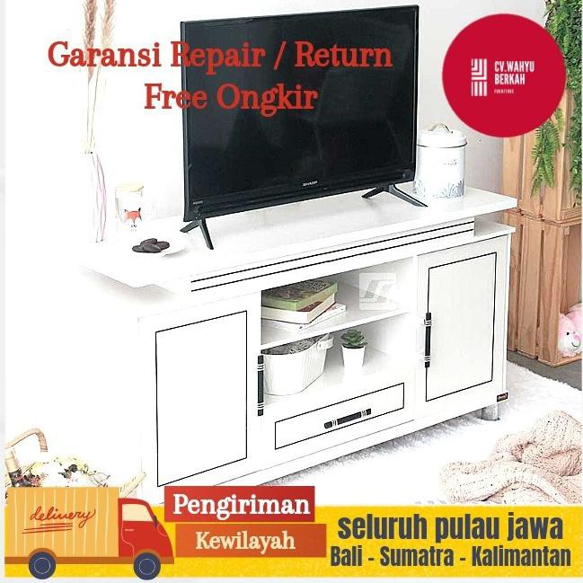 Rak Tv Minimalis Modern Murah Buffet Putih Meja Kayu Bkn Jati Jepara Nainaibun
