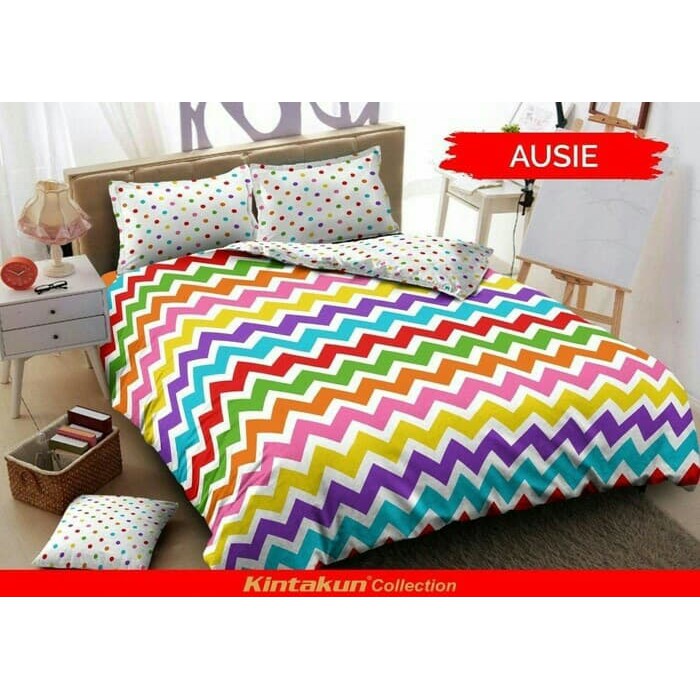 SPREI KINTAKUN AUSIE No.1 KING B4 180 SEPRAI ZIG ZAG POLKA DOT MERIAH
