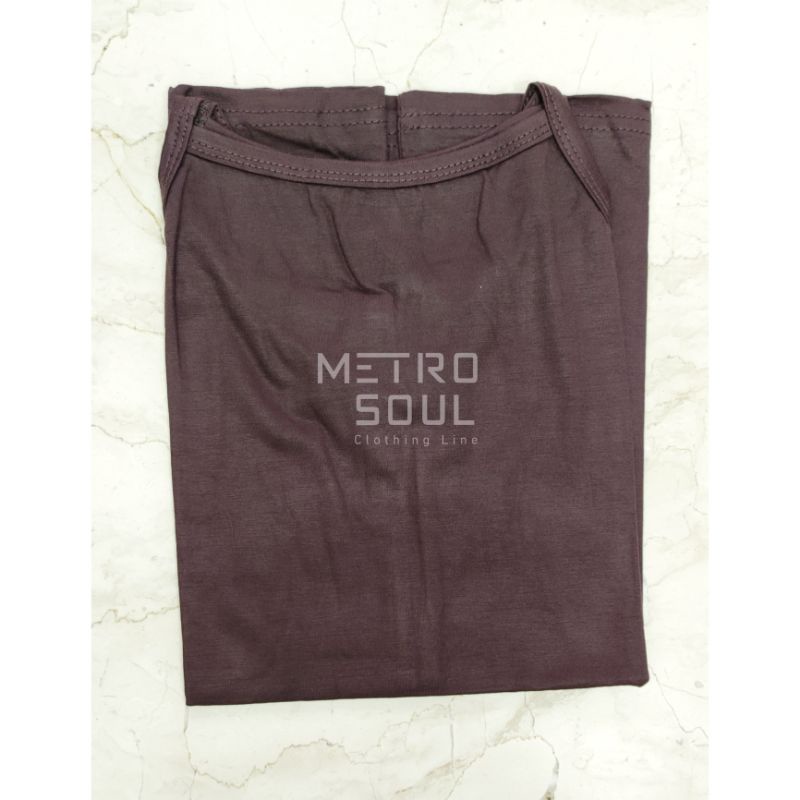 Tanktop Basic Polos Jumbo Bigsize - Standard Tali Kecil Stretch/Bisa Melar - Spandex Rayon PREMIUM-Coklat tua