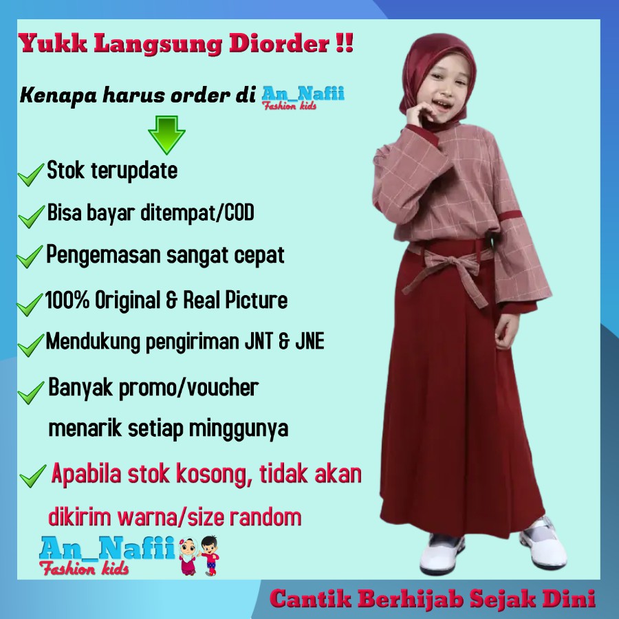 Baju Setelan Anak Perempuan Tanggung Sabina One Set Usia 5 - 12 Tahun Hooflakids Kualitas Premium