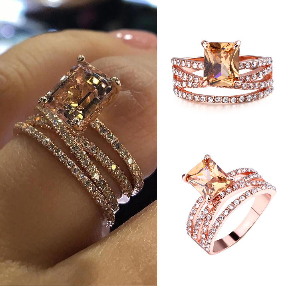 Nanas Cincin Susun Wanita Gadis Jari Fashion Pertunangan Rose Gold Sederhana Knuckle Joint Ring