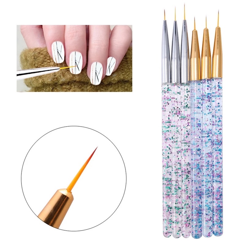 3 Pcs / Set Brush Liner Bahan Akrilik Gaya Perancis Untuk Nail Art Manicure