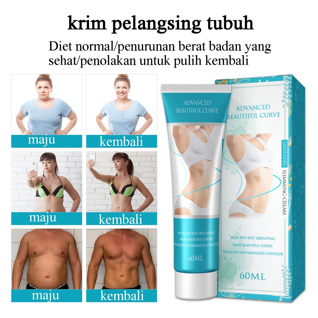 Peralatan olahraga krim pelangsing 60g krim pelangsing lengan/paha/double chin/pinggang/perut permanen pembakaran lemak