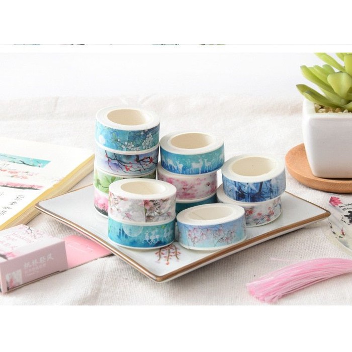 Japanese Washi Tape - Flower Falls And Blow Pattern (1,5cmx7m)