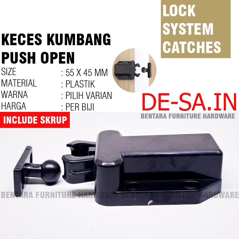 55 MM TIP ON KECES KUMBANG 45 X 55 PUSH OPEN BEETLE MINI LATCH CATCHES  TEKAN TERBUKA