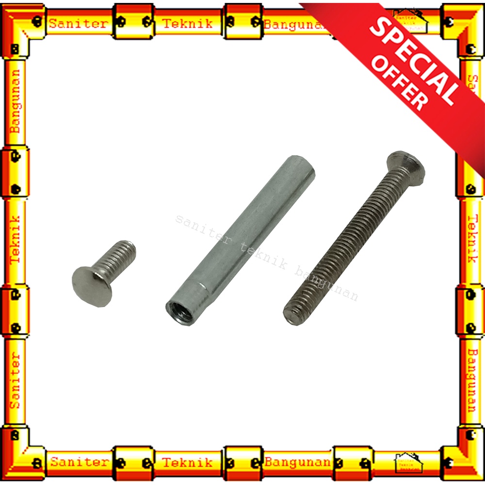 Baut Tanam Skrup Tanam Kunci Pintu 1 Set 2 Pcs Baut Kunci Pisah Baut Tembus