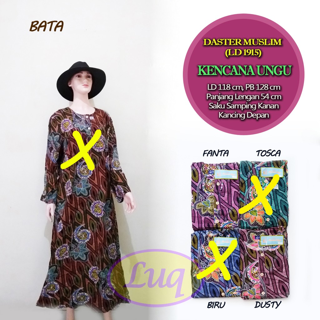 Daster Muslim Batik Kencana Ungu LD 1915