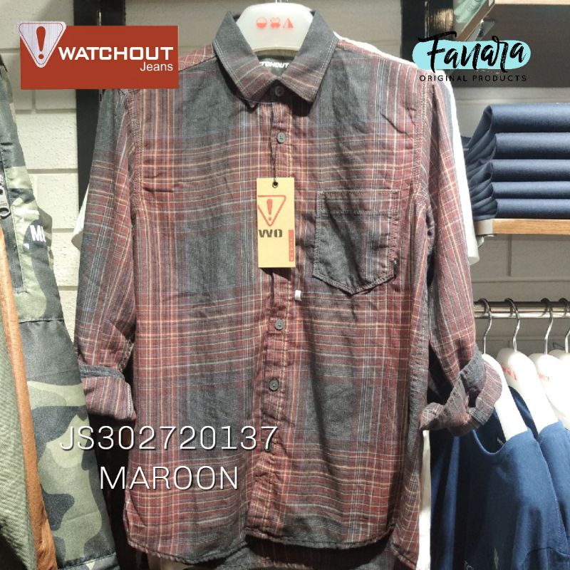 WATCHOUT JEANS maroon JS302720137 n24 kemeja pria lengan panjang