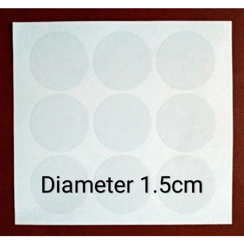 

stiker vinyl TRANSPARAN paket100PCS Diameter 1,5CM bulat polos