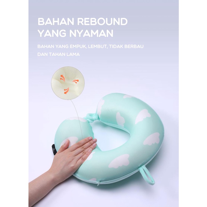 NECKPILLOW Bonbox Bantal Leher Busa Elastis Travel Multifungsi 2 in 1 Bantal U 360° dengan Kancing Sarung Bisa Dilepas BNP10