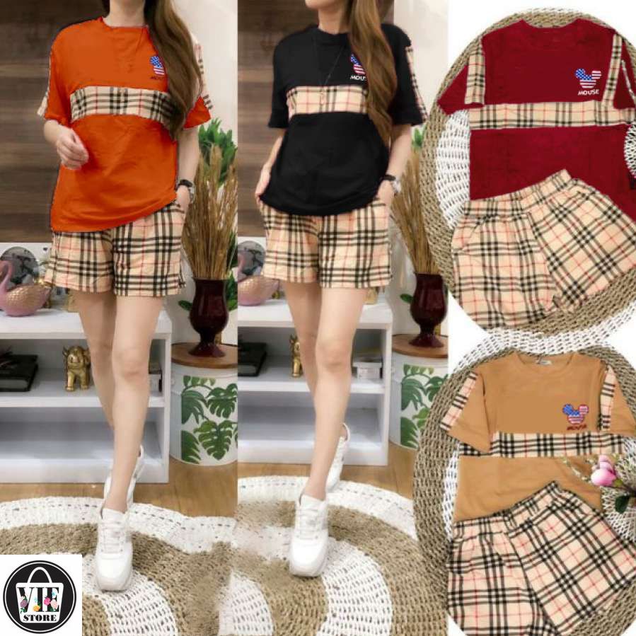 Setelan Wanita BURBERRY HOT PANTS/Setelan Wanita Kekinian/Setelan Wanita Kekinian Import/Setelan Wan